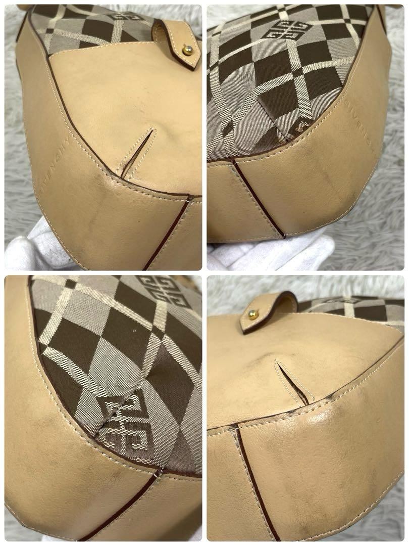 GIVENCHY Shoulder Bag Purse 4G Canvas Leather Brown Beige Authentic