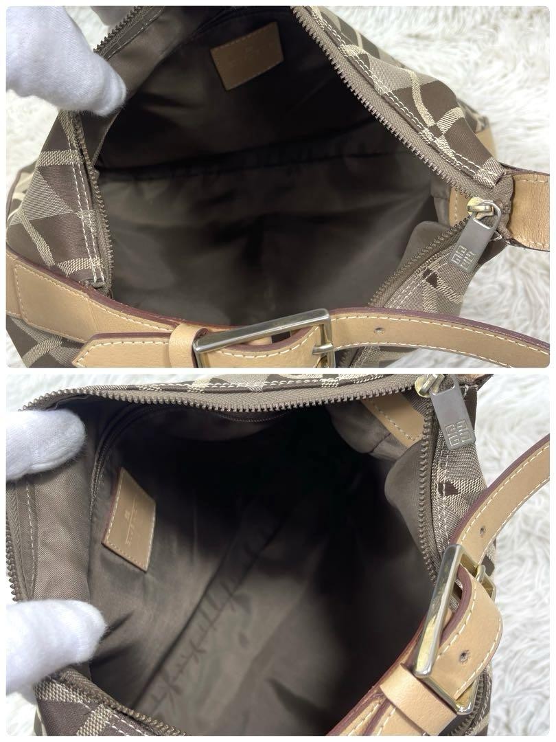 GIVENCHY Shoulder Bag Purse 4G Canvas Leather Brown Beige Authentic
