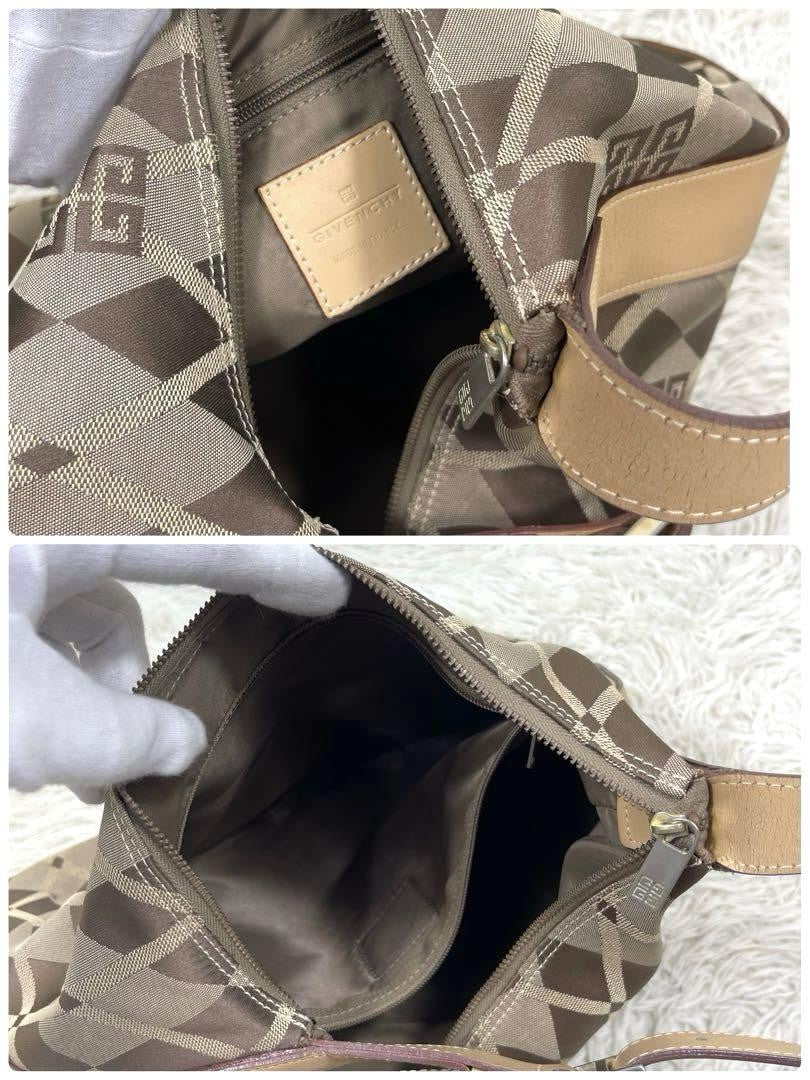 GIVENCHY Shoulder Bag Purse 4G Canvas Leather Brown Beige Authentic