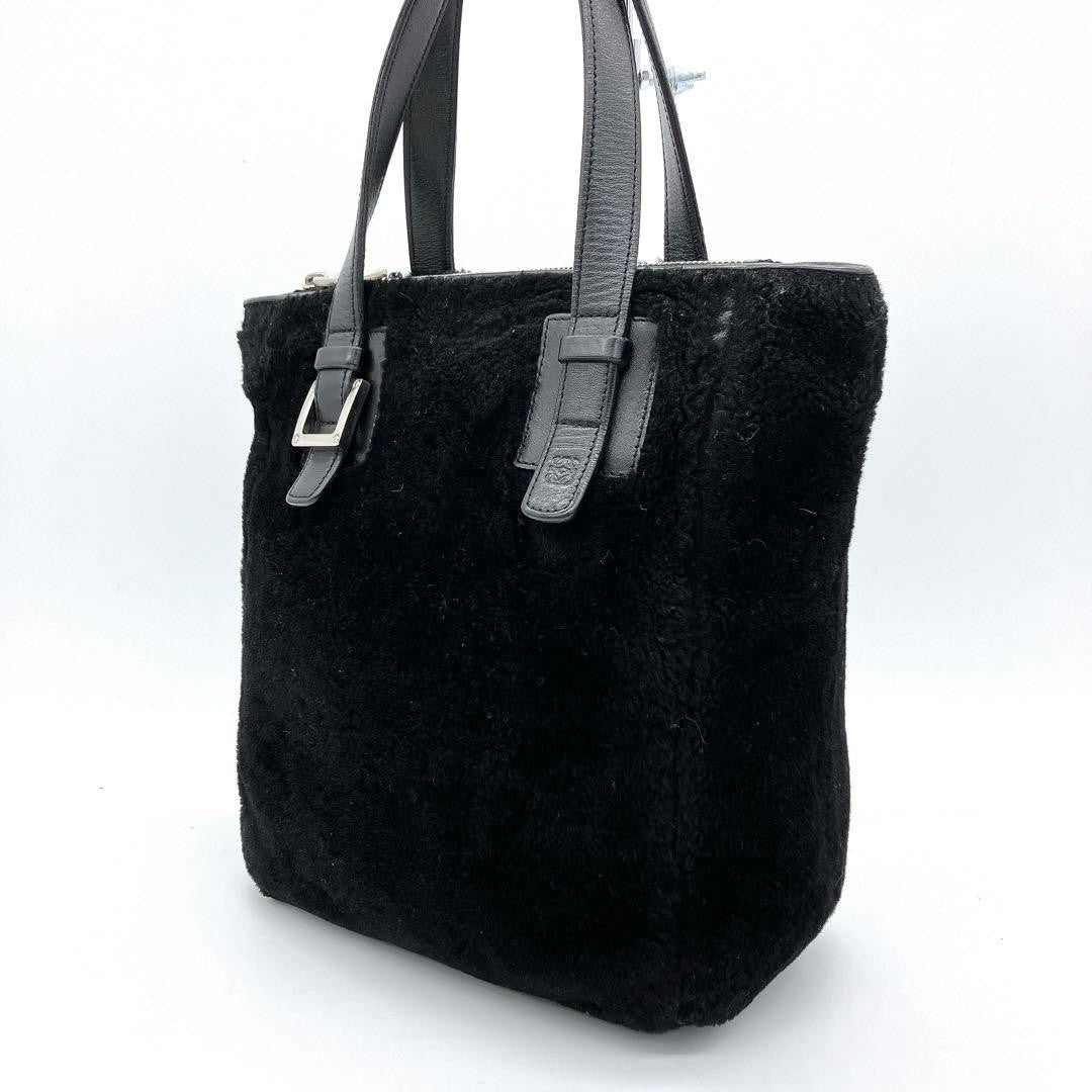 LOEWE Hand Bag Tote Purse Anagram Black Authentic