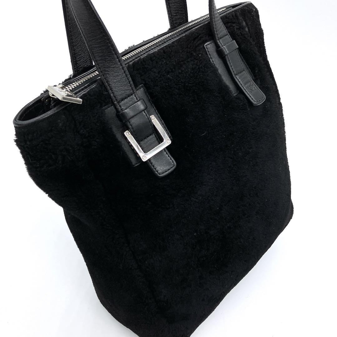 LOEWE Hand Bag Tote Purse Anagram Black Authentic