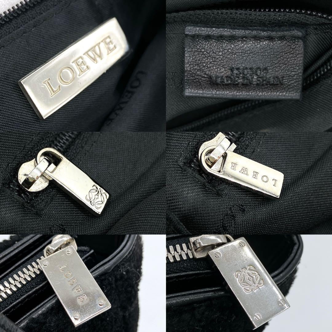 LOEWE Hand Bag Tote Purse Anagram Black Authentic