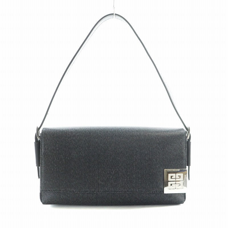 GIVENCHY Hand Bag Tote Purse 4G Nylon Canvas Leather Black Authentic