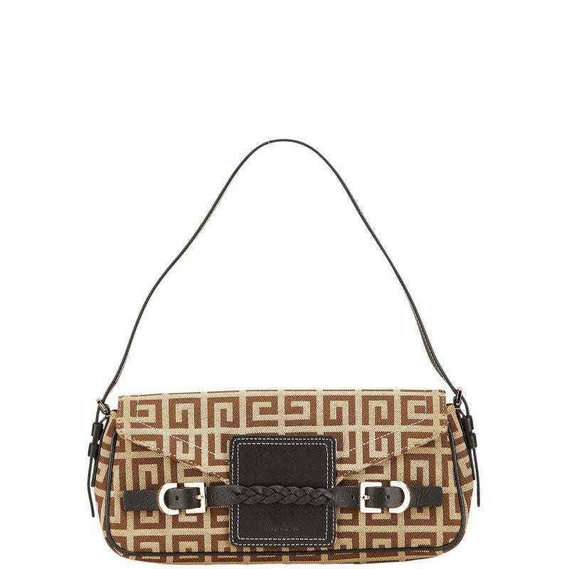 GIVENCHY Hand Bag Tote Purse 4G Canvas Leather Brown Authentic