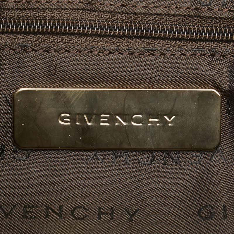 GIVENCHY Hand Bag Tote Purse 4G Canvas Leather Brown Authentic