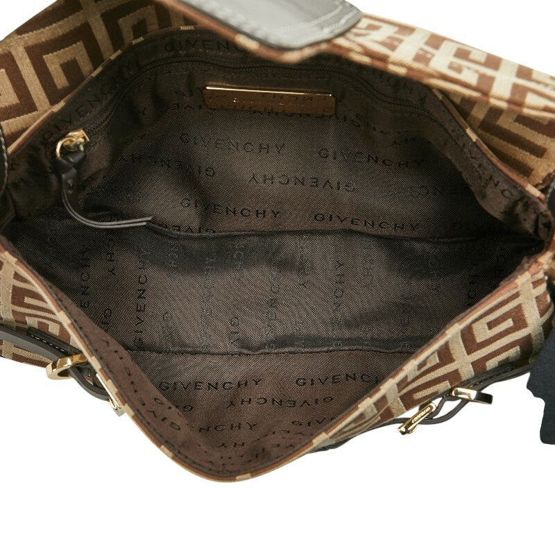 GIVENCHY Hand Bag Tote Purse 4G Canvas Leather Brown Authentic