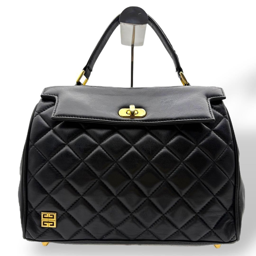 GIVENCHY Hand Bag Tote Purse 4G Leather Black Authentic