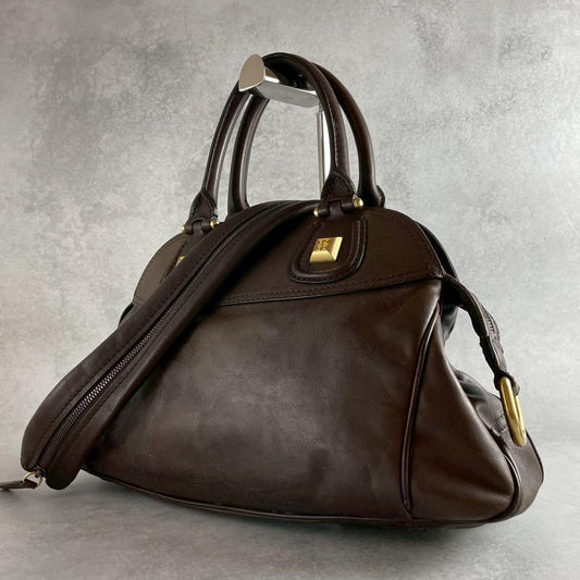 GIVENCHY Hand Shoulder Bag Tote Purse 2way Nightingale 4G Leather Brown Auth