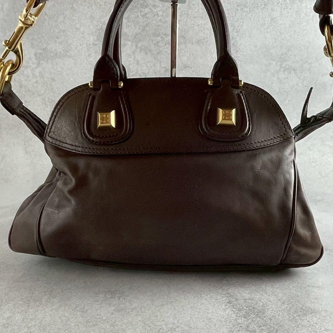 GIVENCHY Hand Shoulder Bag Tote Purse 2way Nightingale 4G Leather Brown Auth