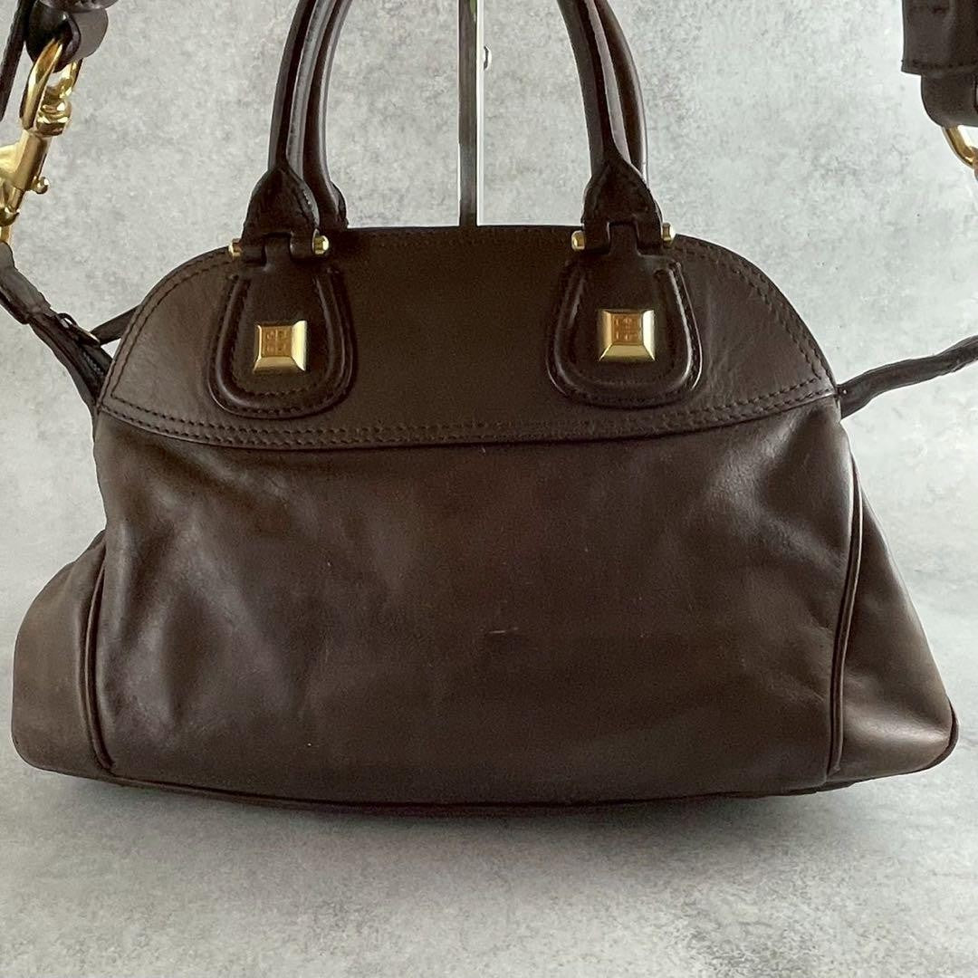 GIVENCHY Hand Shoulder Bag Tote Purse 2way Nightingale 4G Leather Brown Auth