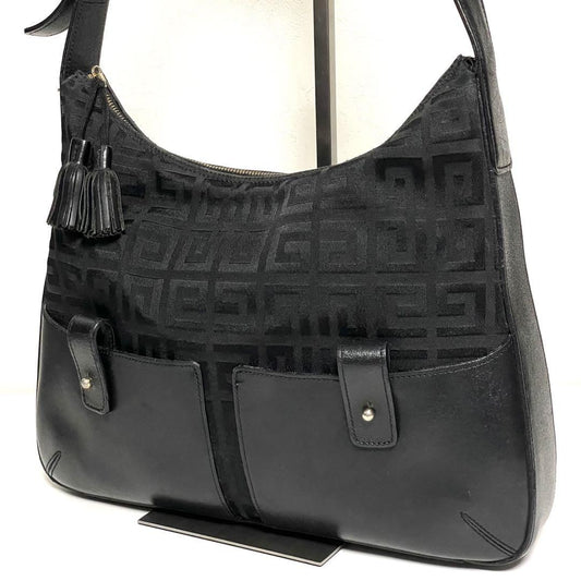 GIVENCHY Shoulder Bag Purse 4G Canvas Leather Black Authentic