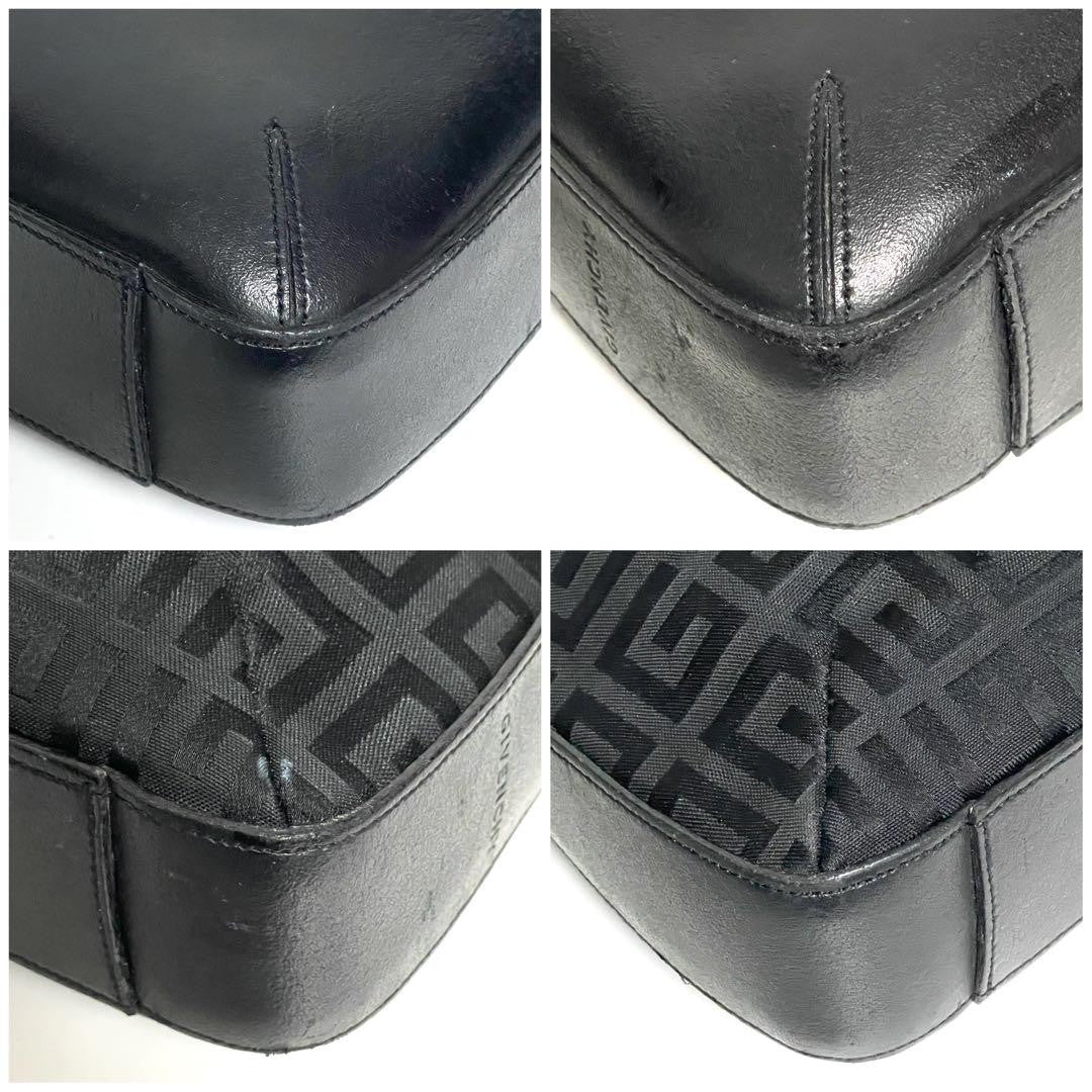 GIVENCHY Shoulder Bag Purse 4G Canvas Leather Black Authentic