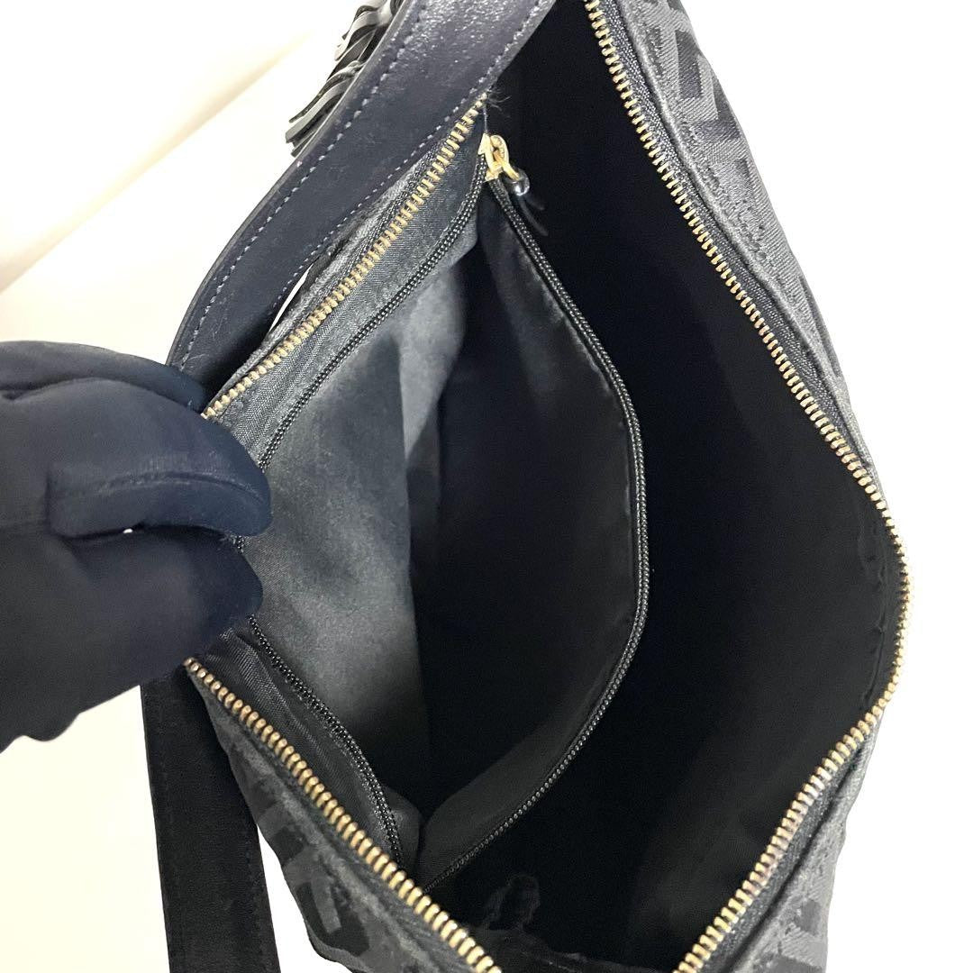 GIVENCHY Shoulder Bag Purse 4G Canvas Leather Black Authentic