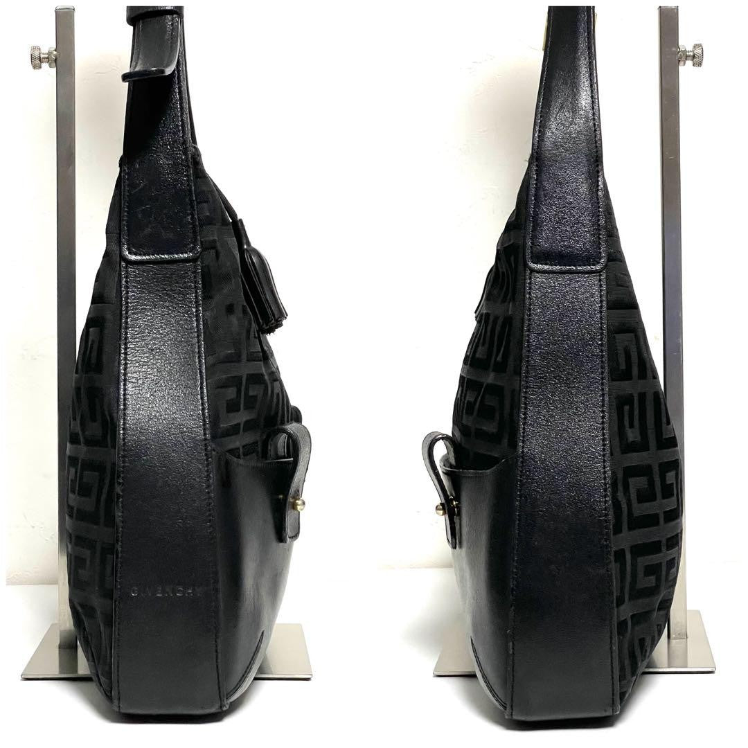 GIVENCHY Shoulder Bag Purse 4G Canvas Leather Black Authentic