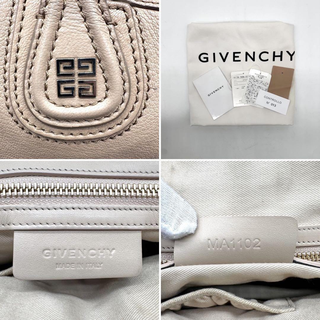 GIVENCHY Hand Shoulder Bag Tote Purse 2way Nightingale 4G Leather Pink Beige