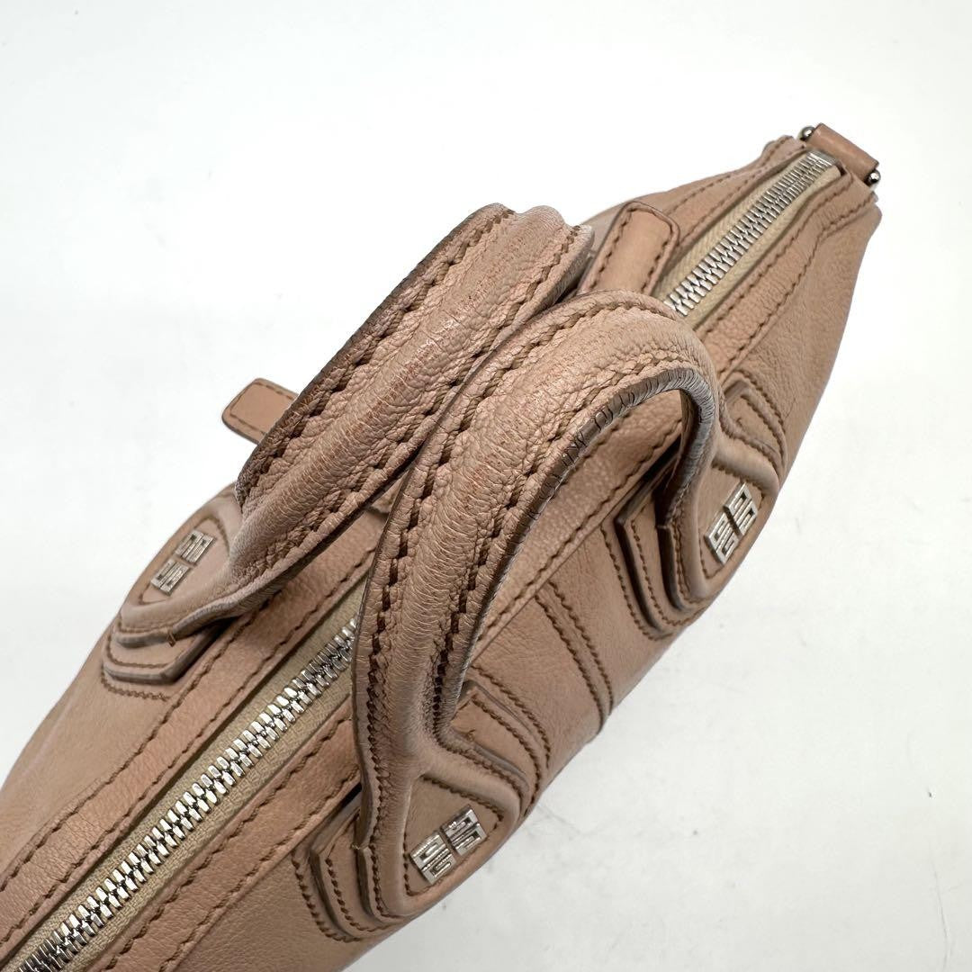 GIVENCHY Hand Shoulder Bag Tote Purse 2way Nightingale 4G Leather Pink Beige