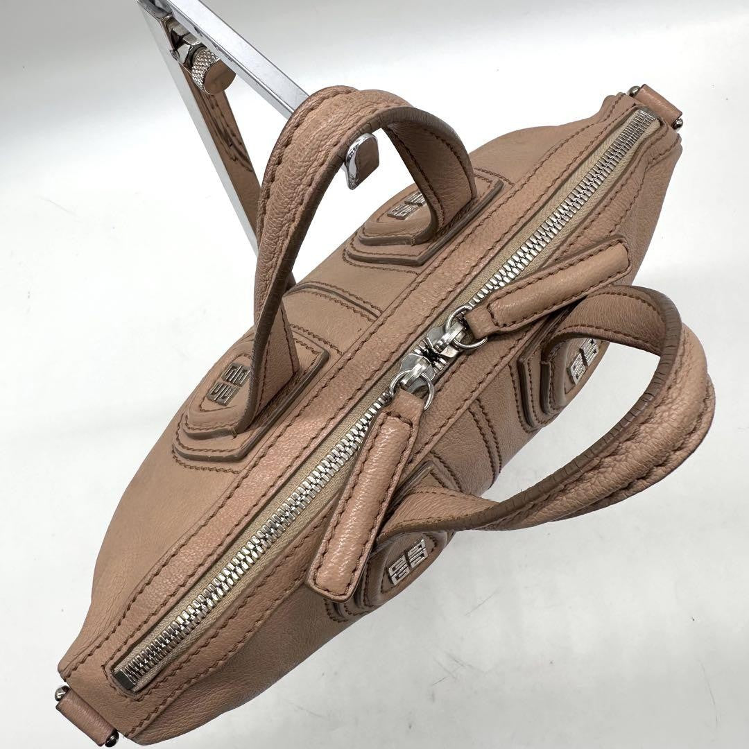GIVENCHY Hand Shoulder Bag Tote Purse 2way Nightingale 4G Leather Pink Beige