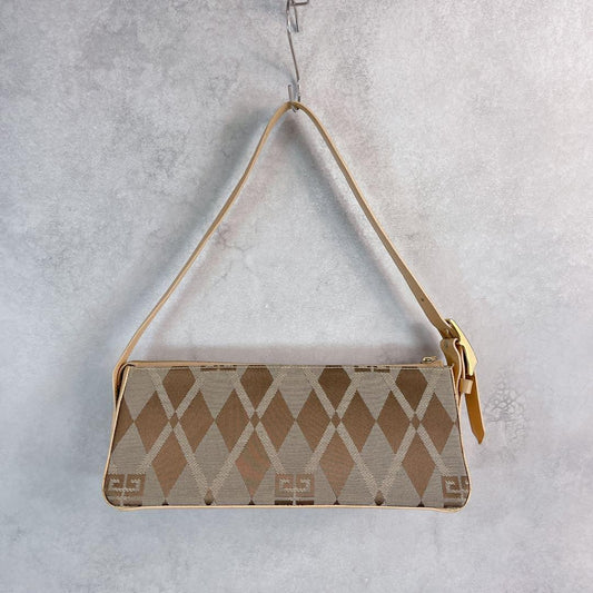 GIVENCHY Shoulder Bag Purse 4G Nylon Leather Beige Authentic