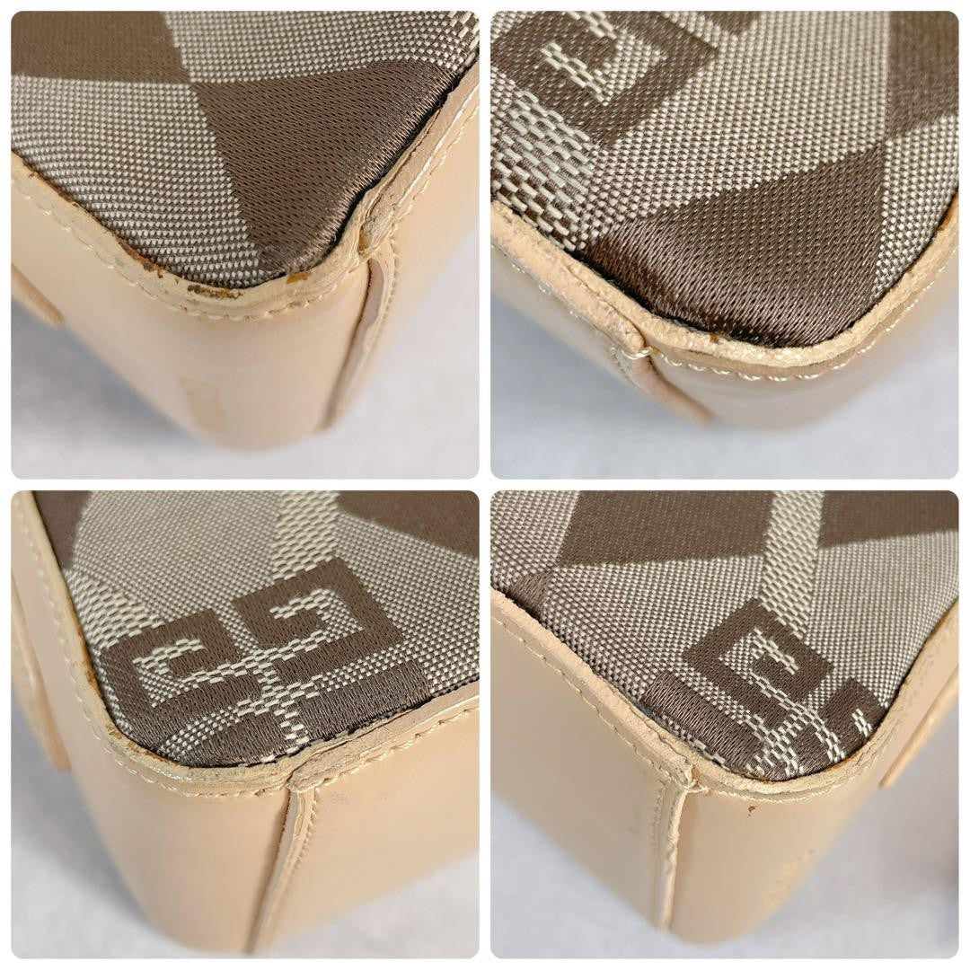 GIVENCHY Shoulder Bag Purse 4G Nylon Leather Beige Authentic