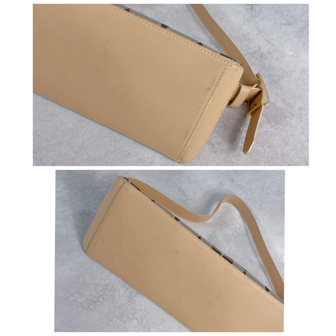 GIVENCHY Shoulder Bag Purse 4G Nylon Leather Beige Authentic
