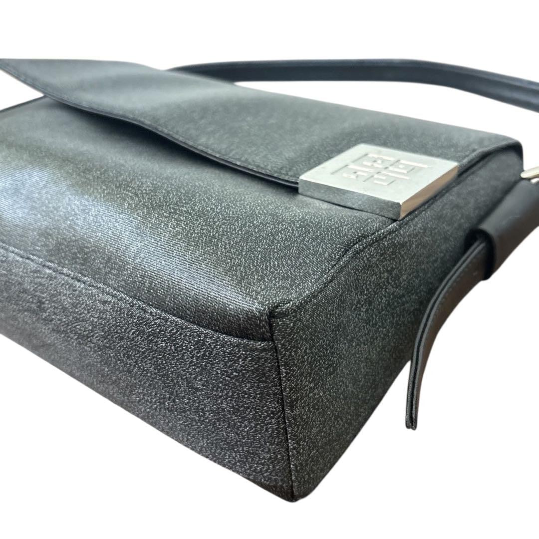 GIVENCHY Hand Bag Tote Purse 4G Leather Canvas Gray Authentic