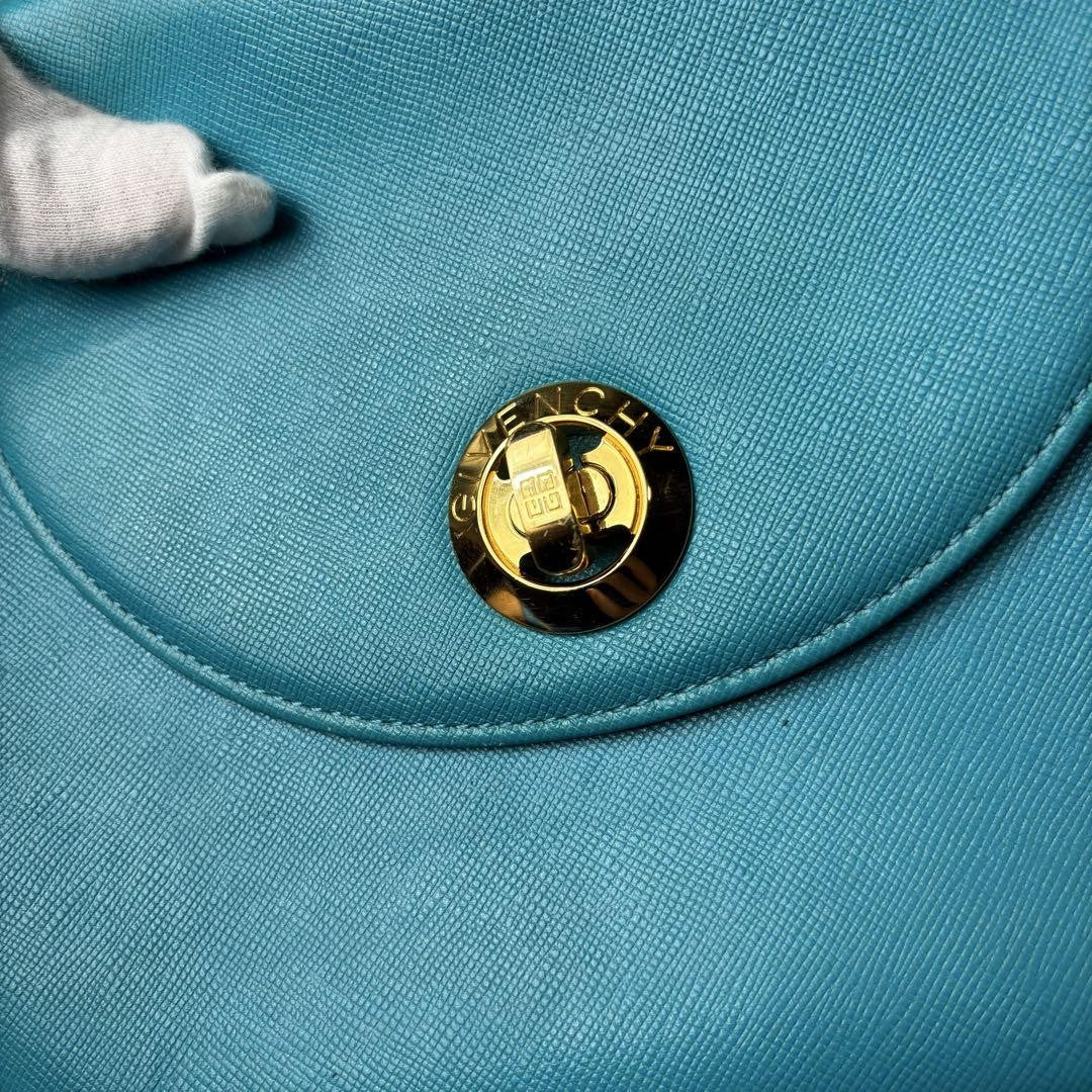GIVENCHY Hand Shoulder Bag Tote Purse 2way 4G Leather Sky Blue Authentic