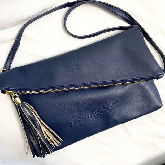 GIVENCHY Shoulder Bag Purse 2way 4G Leather Navy Authentic