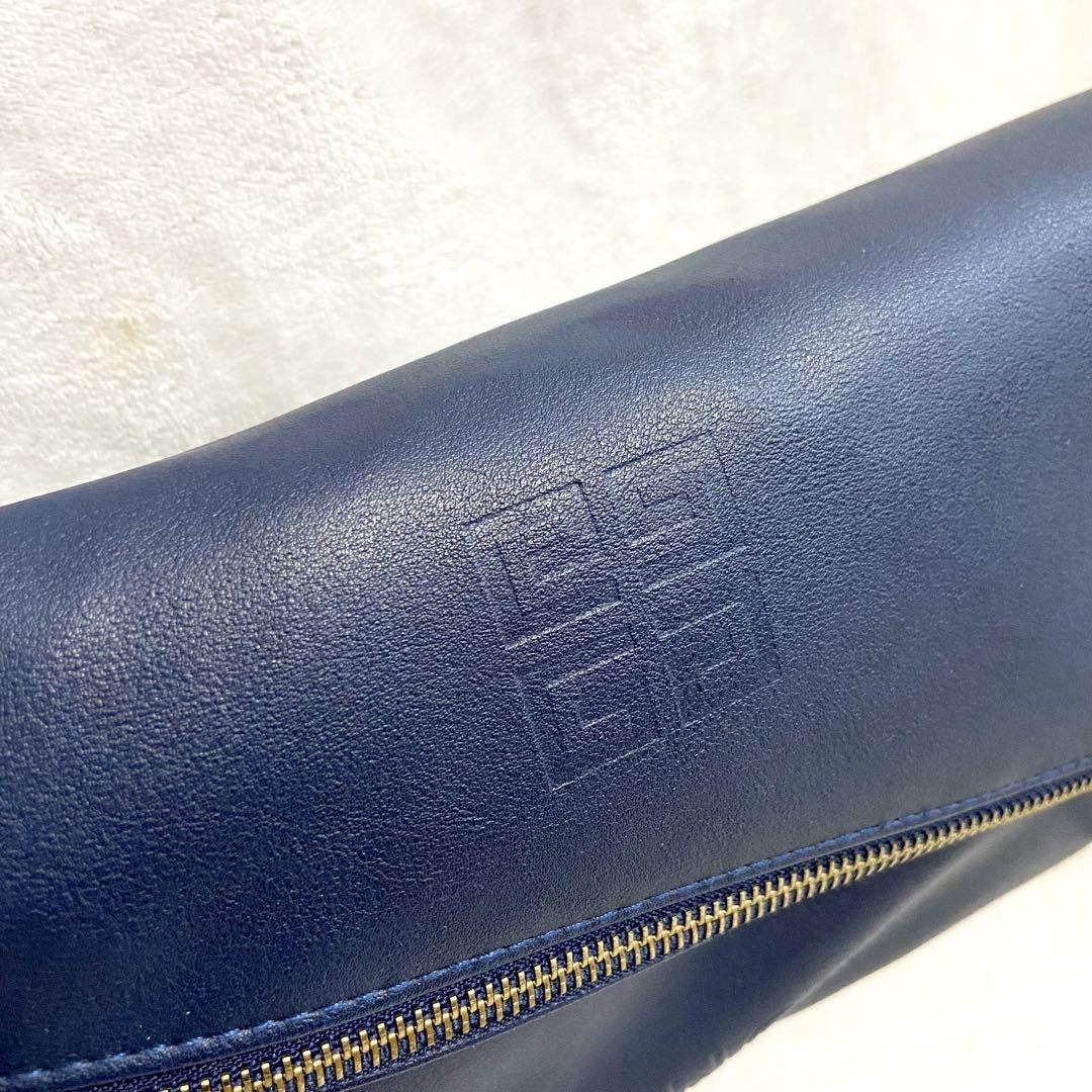 GIVENCHY Shoulder Bag Purse 2way 4G Leather Navy Authentic