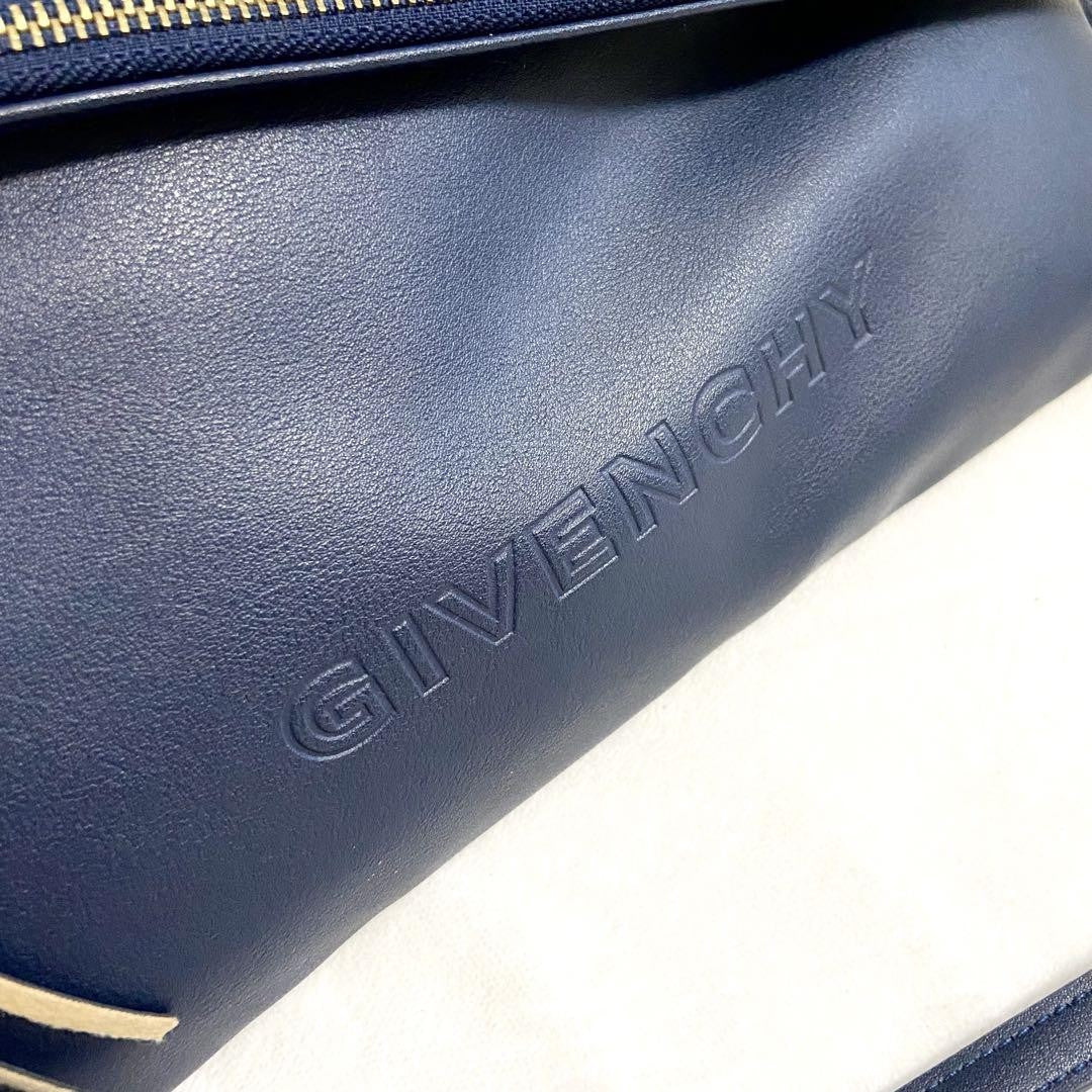 GIVENCHY Shoulder Bag Purse 2way 4G Leather Navy Authentic