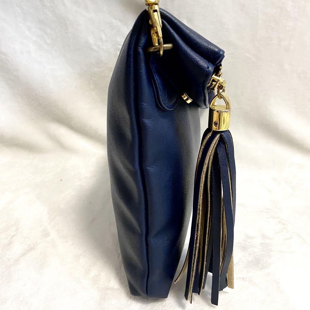 GIVENCHY Shoulder Bag Purse 2way 4G Leather Navy Authentic