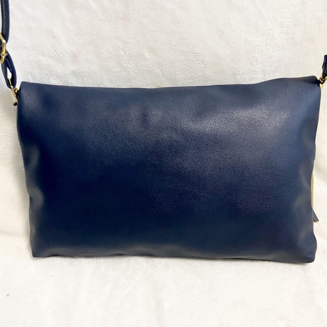 GIVENCHY Shoulder Bag Purse 2way 4G Leather Navy Authentic