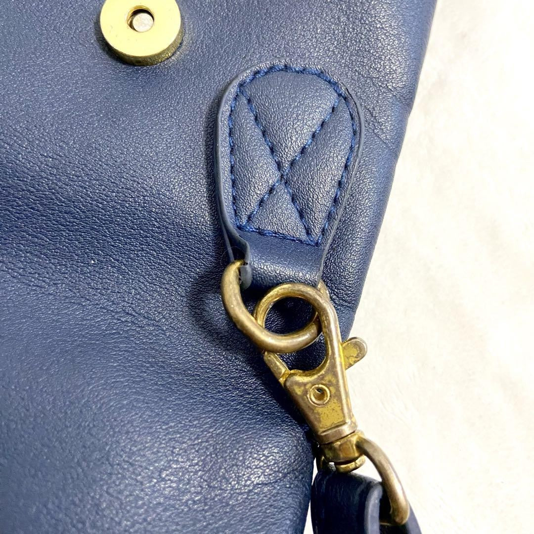 GIVENCHY Shoulder Bag Purse 2way 4G Leather Navy Authentic
