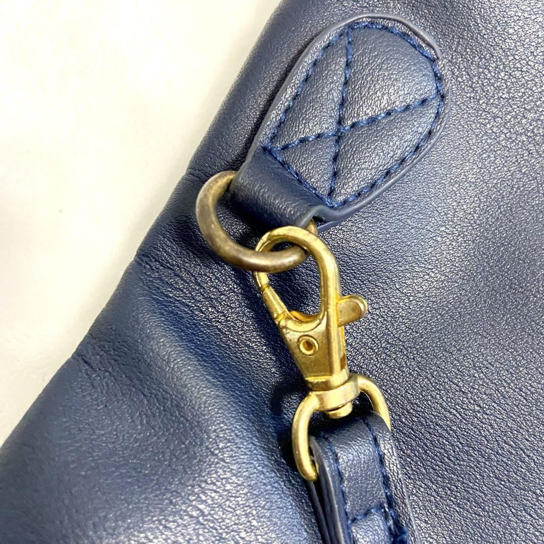 GIVENCHY Shoulder Bag Purse 2way 4G Leather Navy Authentic