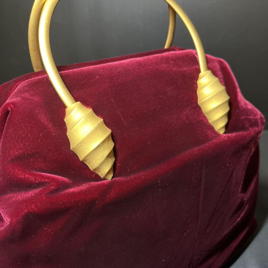 GIVENCHY Hand Bag Tote Purse Logo Velour Bordeaux Authentic