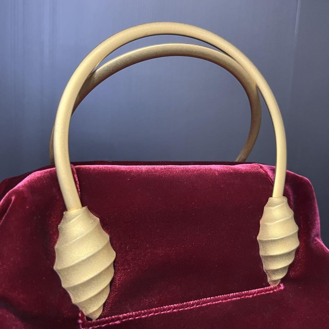 GIVENCHY Hand Bag Tote Purse Logo Velour Bordeaux Authentic