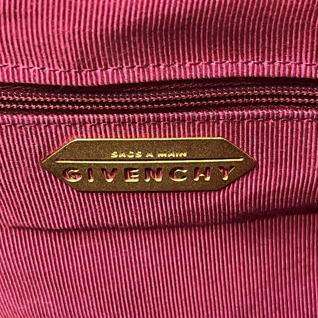 GIVENCHY Hand Bag Tote Purse Logo Velour Bordeaux Authentic