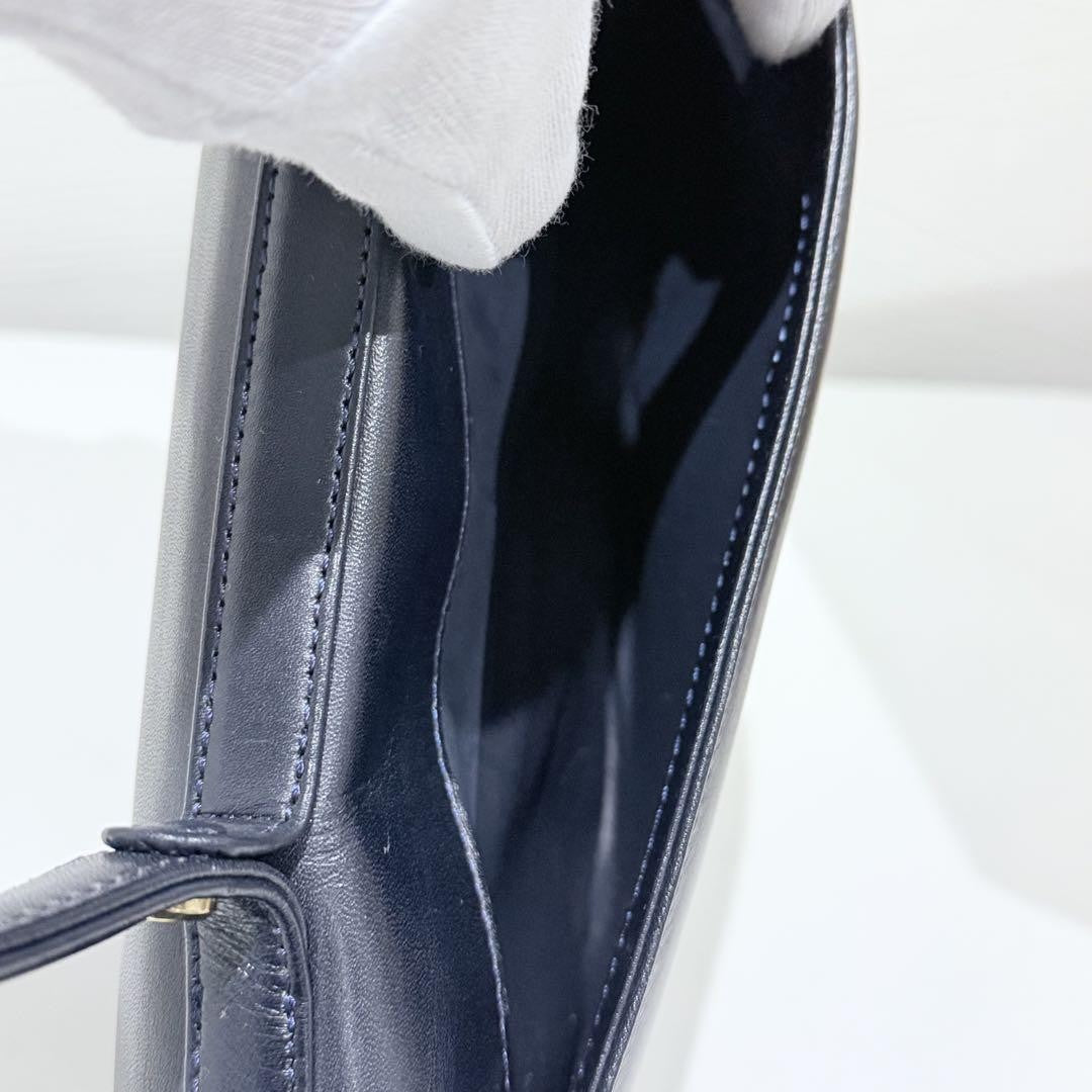 GIVENCHY Hand Bag Tote Purse 4G Leather Navy Authentic