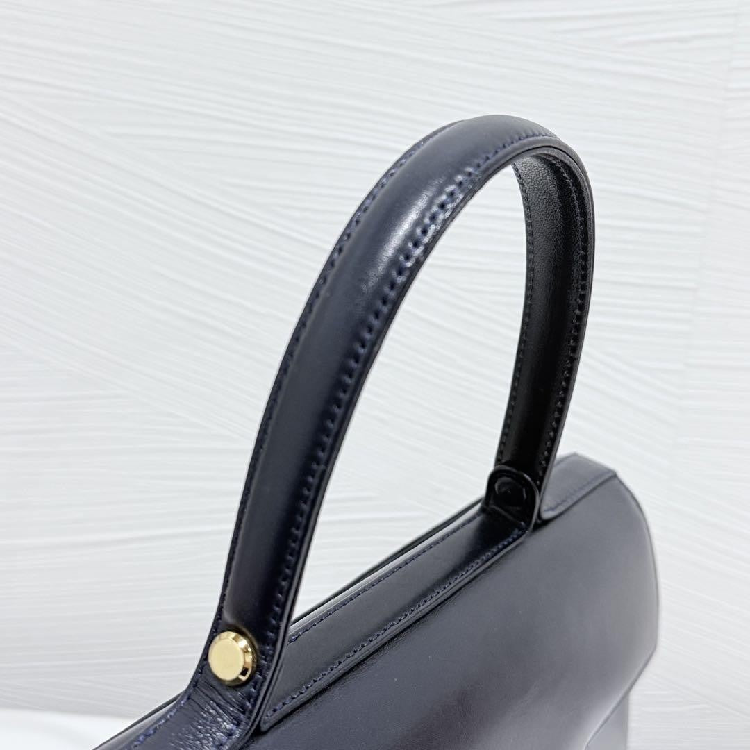 GIVENCHY Hand Bag Tote Purse 4G Leather Navy Authentic