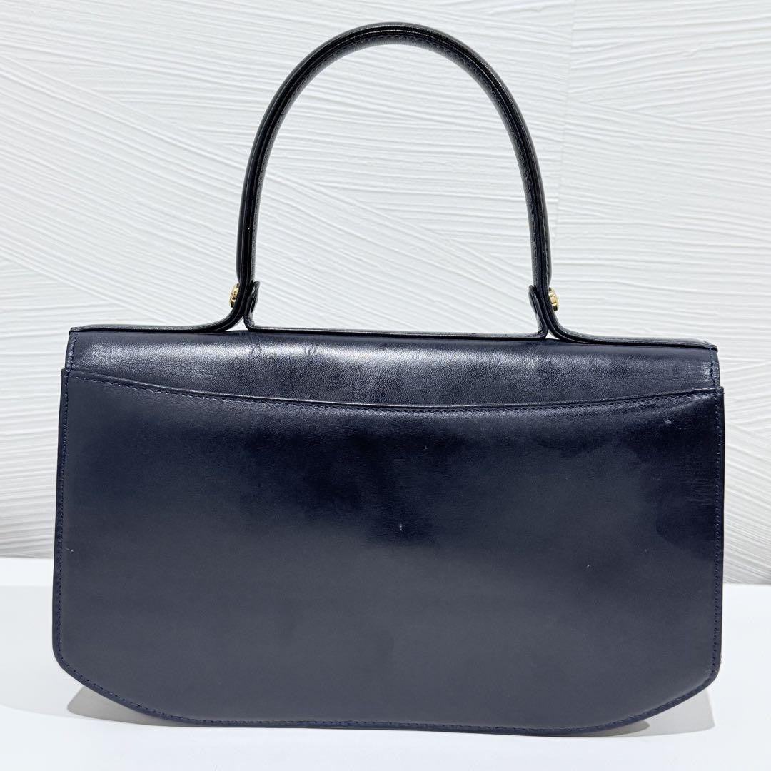 GIVENCHY Hand Bag Tote Purse 4G Leather Navy Authentic