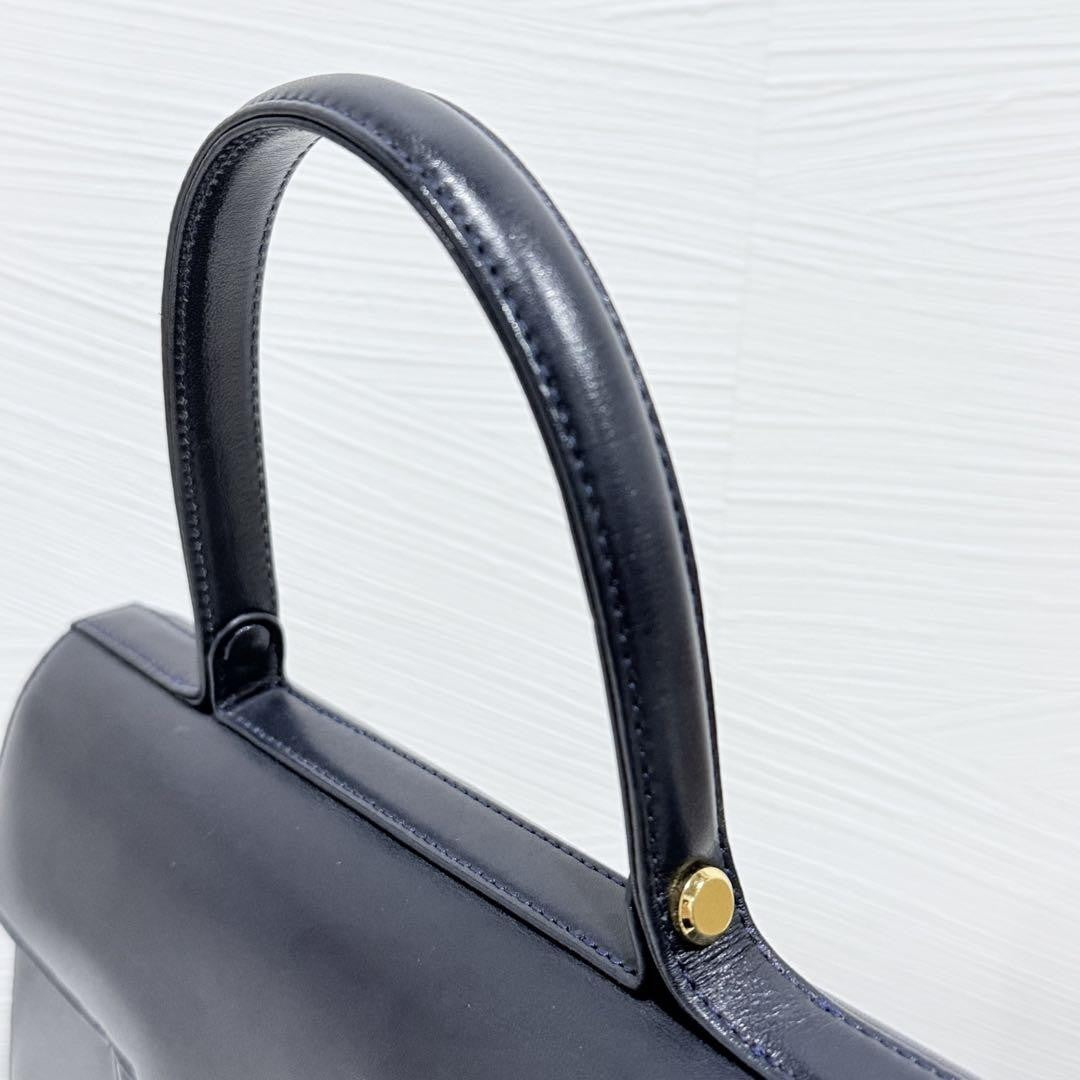 GIVENCHY Hand Bag Tote Purse 4G Leather Navy Authentic