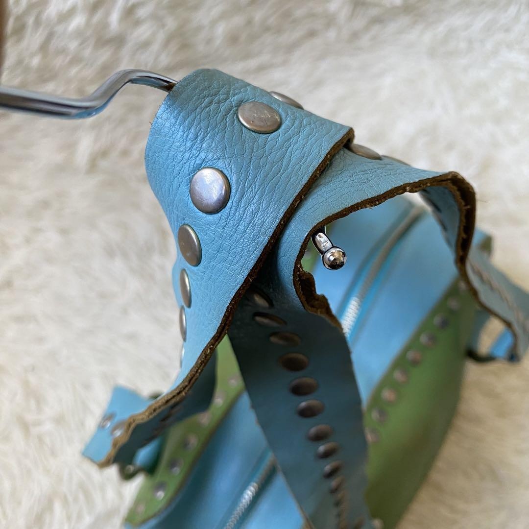 Dolce & Gabbana Hand Bag Tote Purse Mini Boston Leather Green Blue Authentic