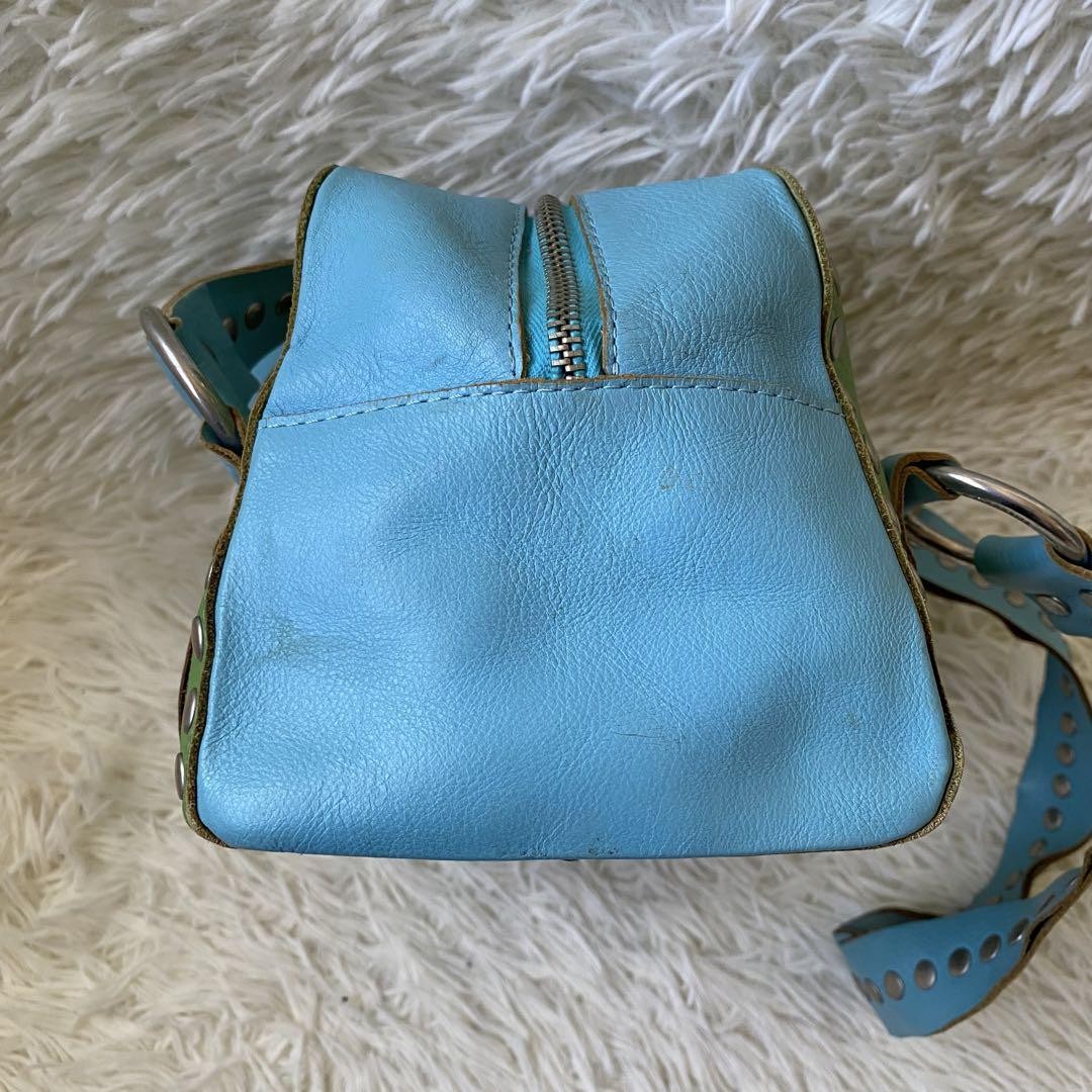 Dolce & Gabbana Hand Bag Tote Purse Mini Boston Leather Green Blue Authentic