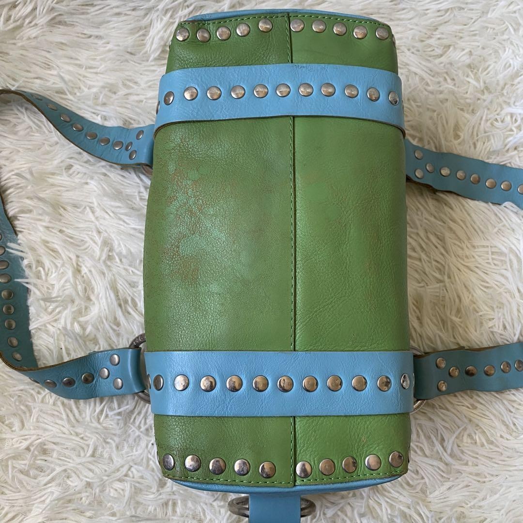 Dolce & Gabbana Hand Bag Tote Purse Mini Boston Leather Green Blue Authentic