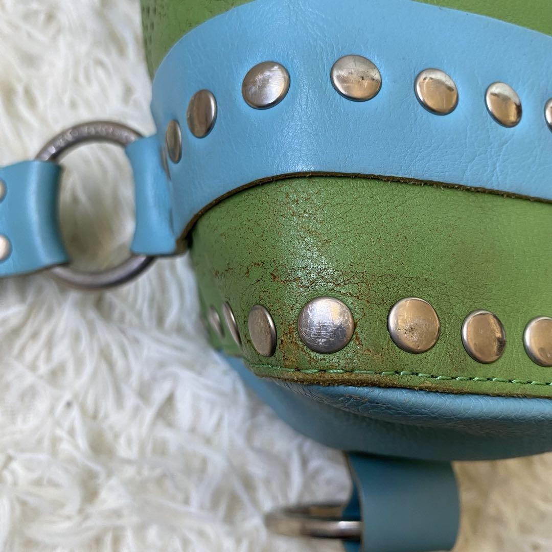 Dolce & Gabbana Hand Bag Tote Purse Mini Boston Leather Green Blue Authentic