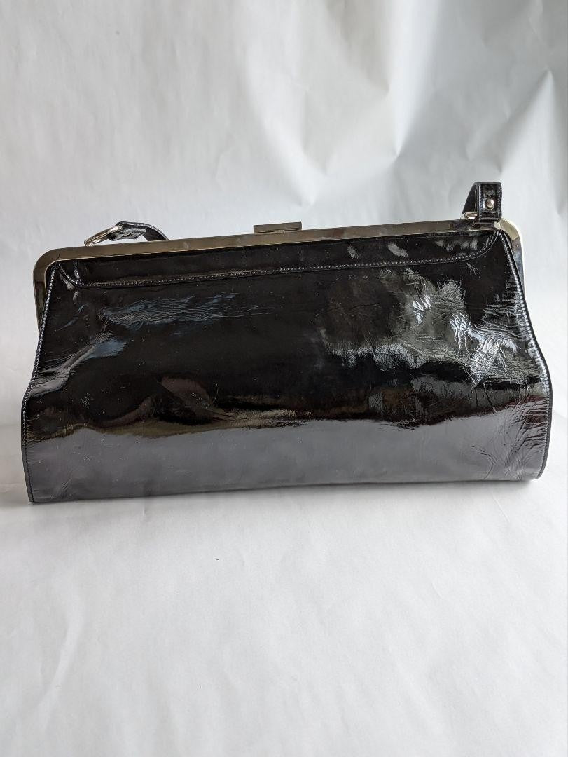 Dolce & Gabbana Hand Bag Tote Purse Leopard Patent Leather Black Authentic