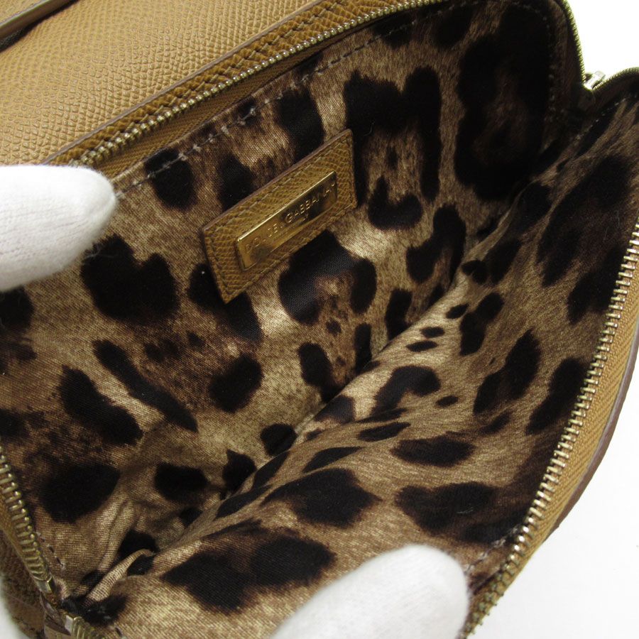 Dolce & Gabbana Shoulder Bag Purse Leopard Leather Camel Authentic