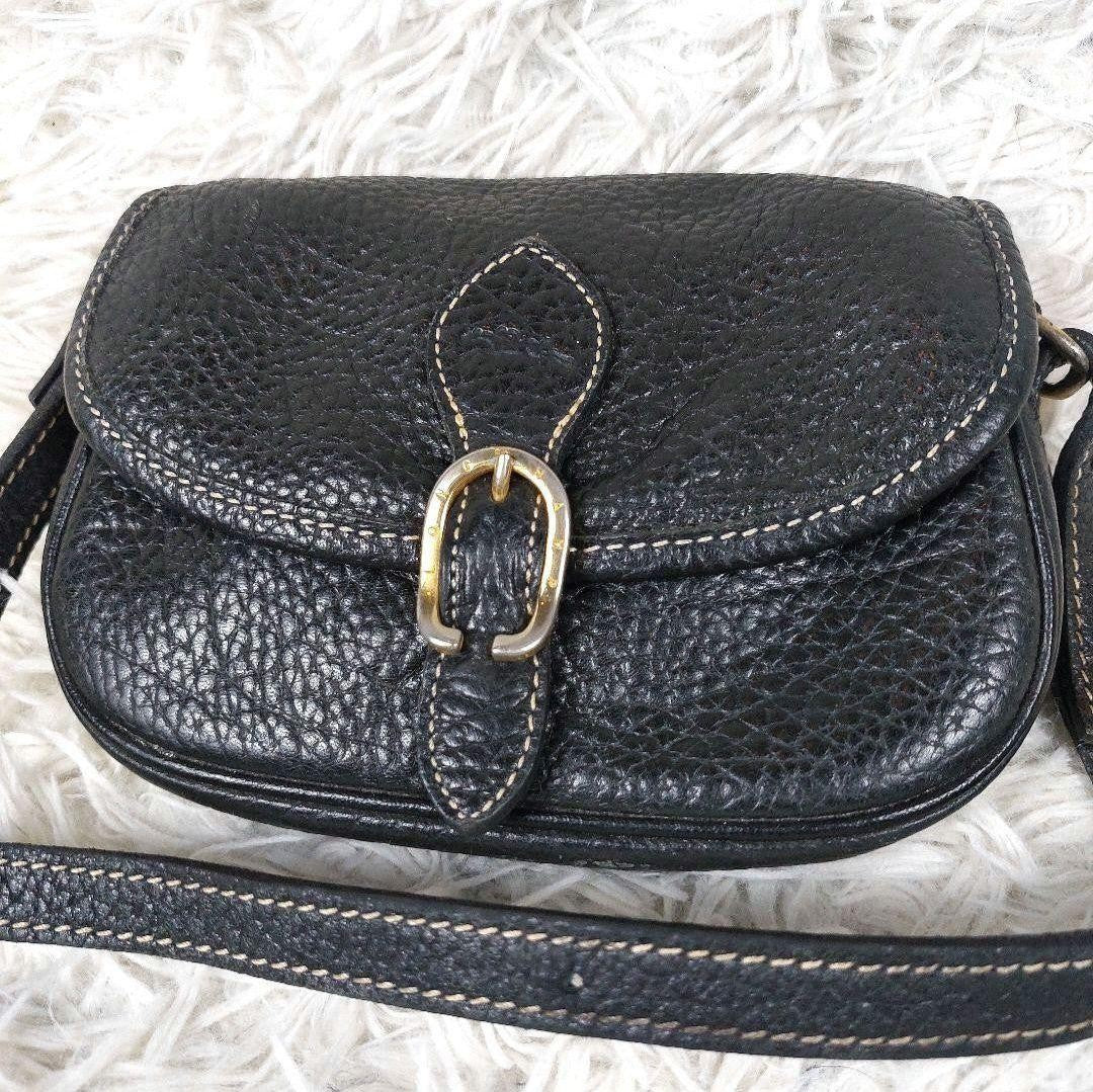 Longchamp Shoulder Bag Purse Leather Black Authentic