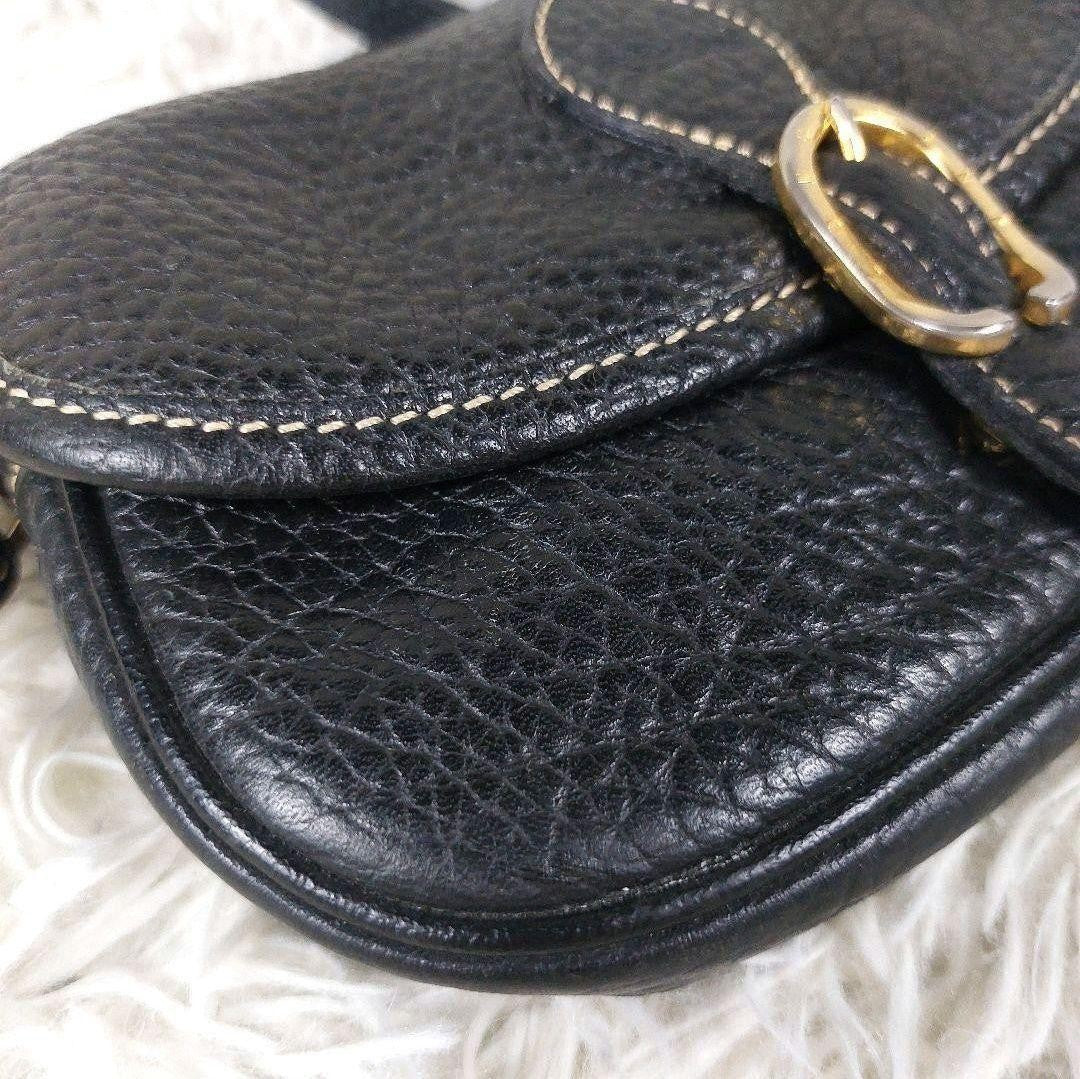 Longchamp Shoulder Bag Purse Leather Black Authentic