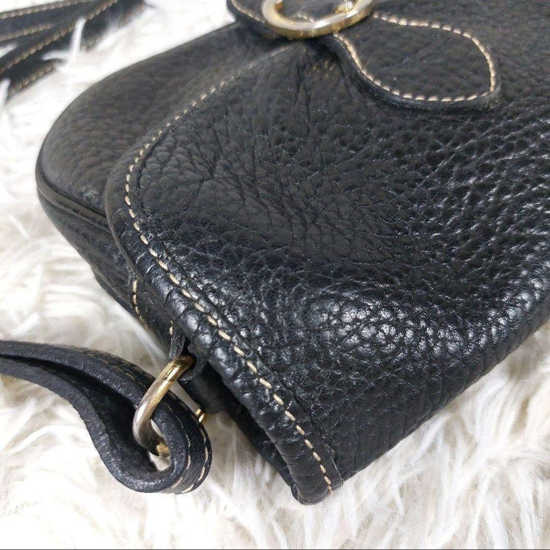 Longchamp Shoulder Bag Purse Leather Black Authentic