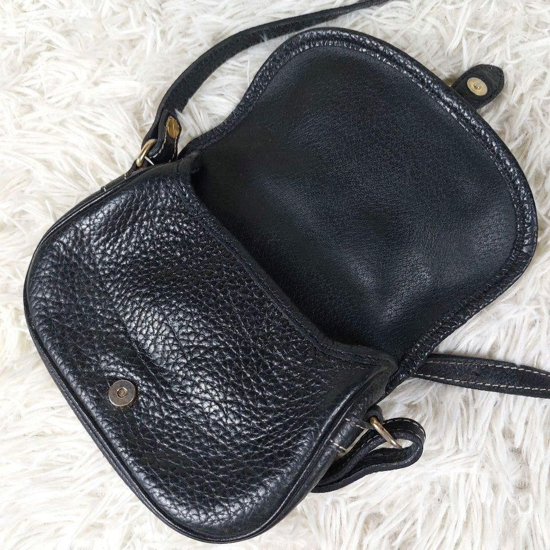 Longchamp Shoulder Bag Purse Leather Black Authentic